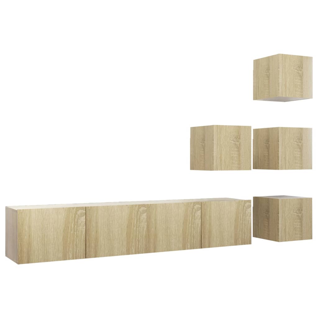 6-tlg. TV-Schrank-Set Sonoma-Eiche Holzwerkstoff