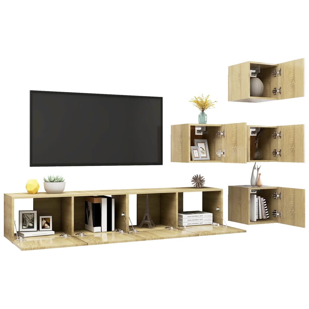 6-tlg. TV-Schrank-Set Sonoma-Eiche Holzwerkstoff