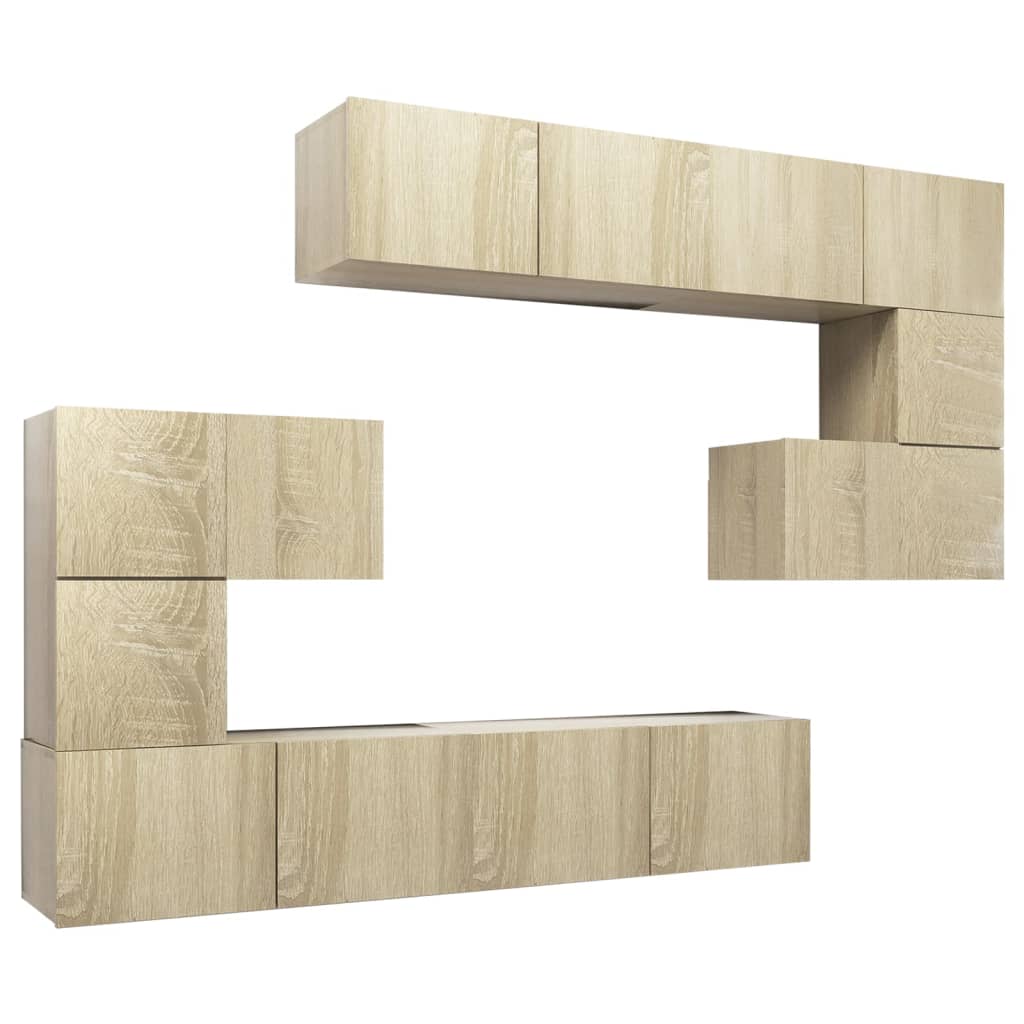 8-piece TV cabinet set Sonoma oak wood material