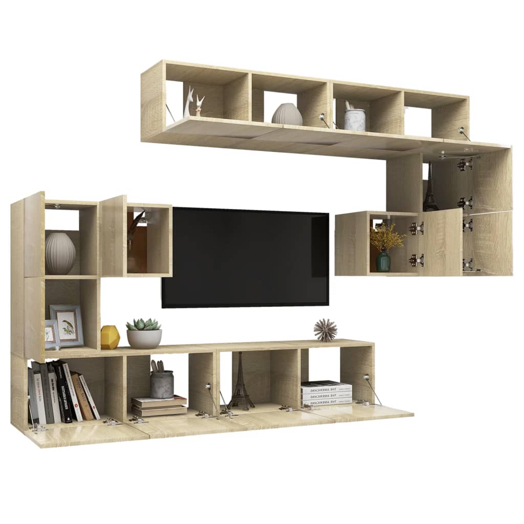 8-piece TV cabinet set Sonoma oak wood material
