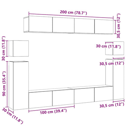 8-tlg. TV-Schrank-Set Sonoma-Eiche Holzwerkstoff