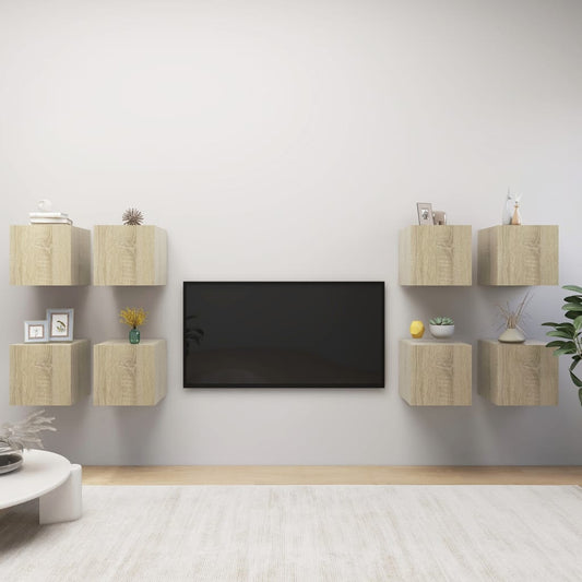 TV wall cabinets 8 pcs. Sonoma oak 30.5x30x30 cm