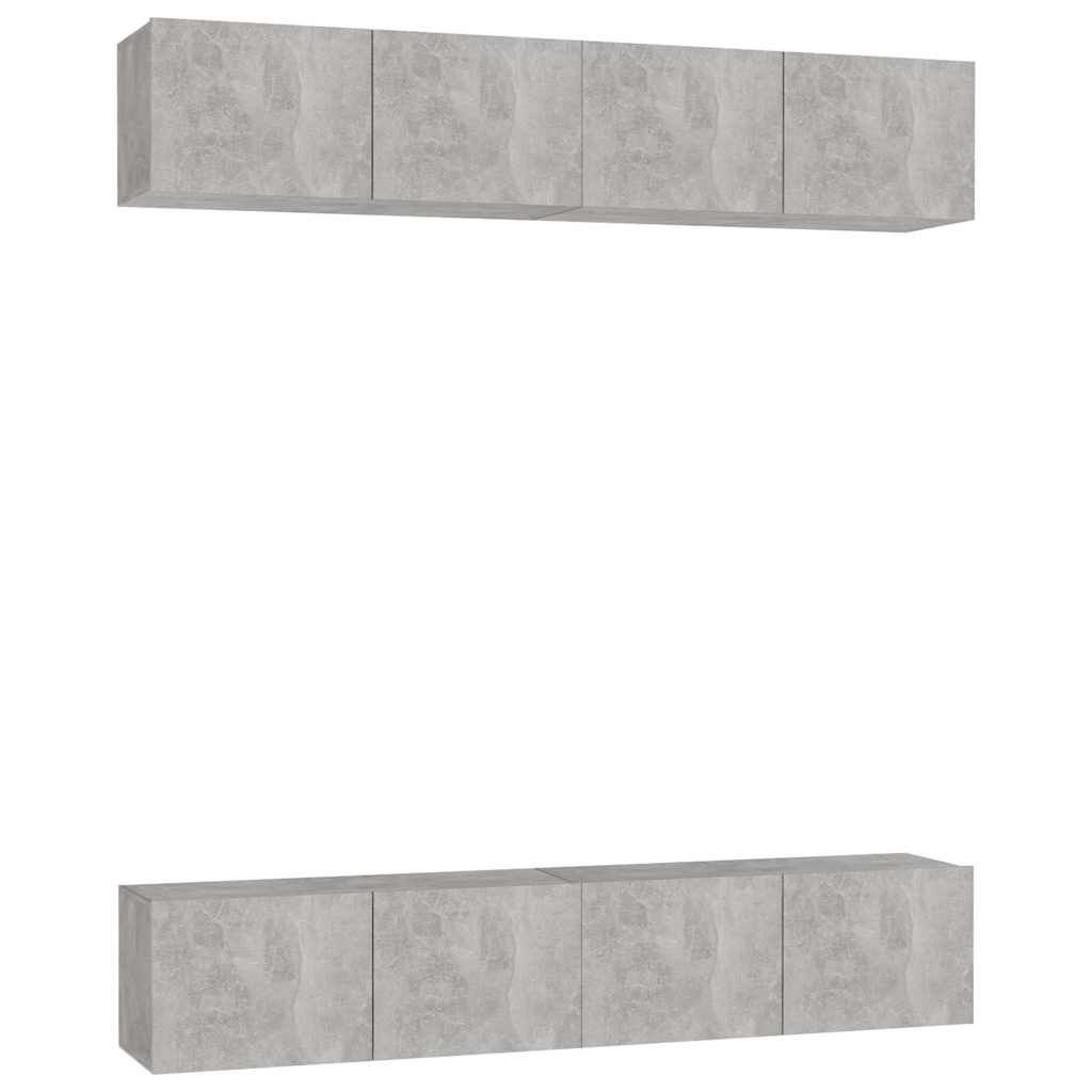 TV-Schränke 4 Stk. Betongrau 80x30x30 cm Holzwerkstoff