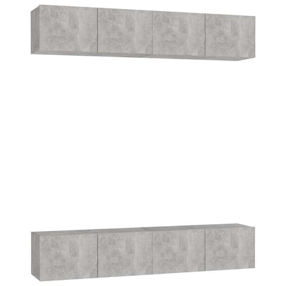 TV-Schränke 4 Stk. Betongrau 80x30x30 cm Holzwerkstoff