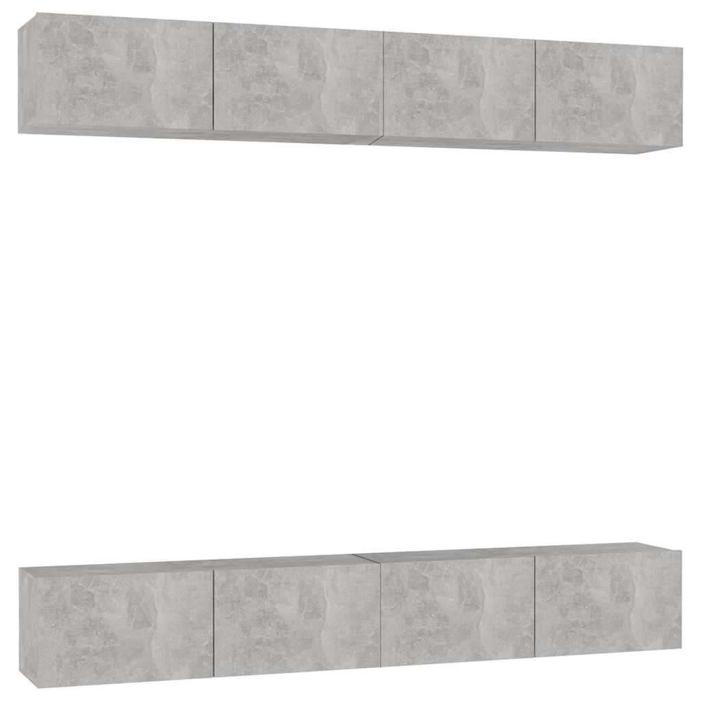 TV-Schränke 4 Stk. Betongrau 100x30x30 cm Holzwerkstoff