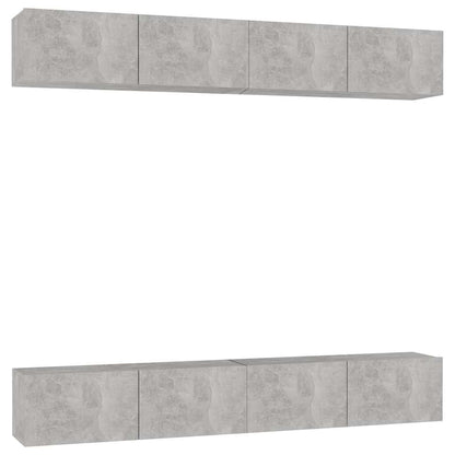 TV-Schränke 4 Stk. Betongrau 100x30x30 cm Holzwerkstoff