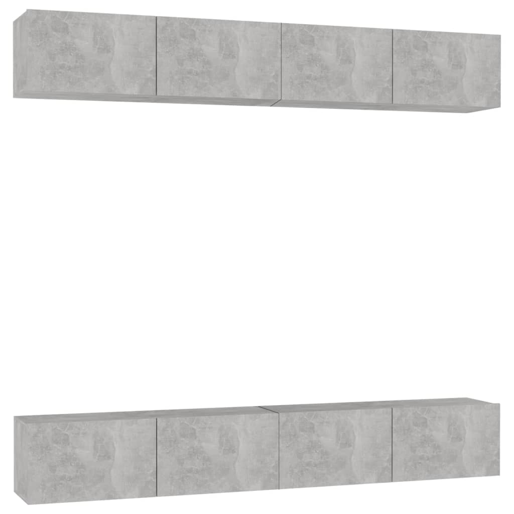 TV-Schränke 4 Stk. Betongrau 100x30x30 cm Holzwerkstoff