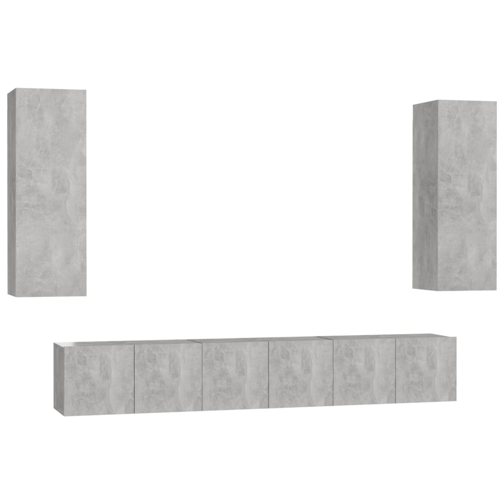 Ensemble de meubles TV 5 pièces en béton gris à base de bois