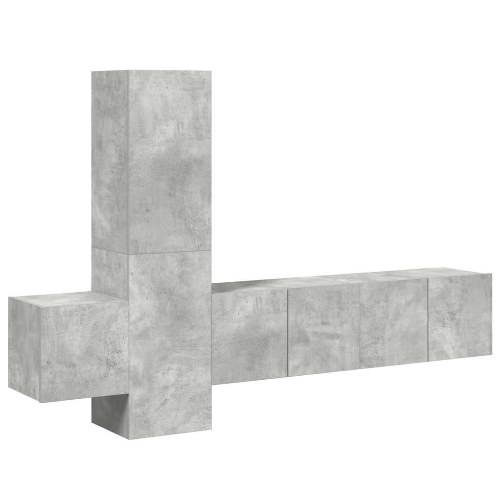 5-tlg. TV-Schrank-Set Betongrau Holzwerkstoff