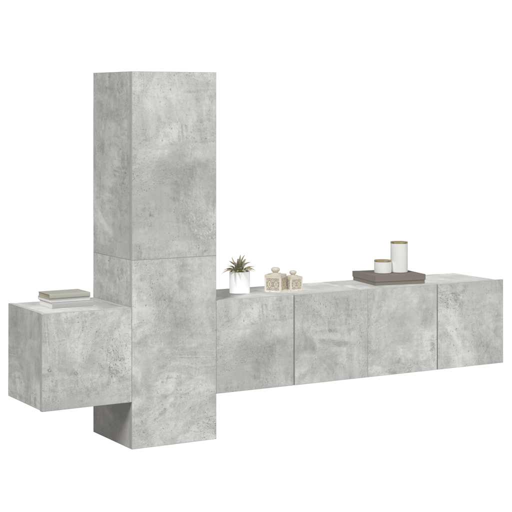 5-tlg. TV-Schrank-Set Betongrau Holzwerkstoff