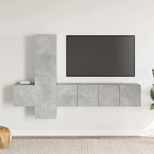 5-tlg. TV-Schrank-Set Betongrau Holzwerkstoff