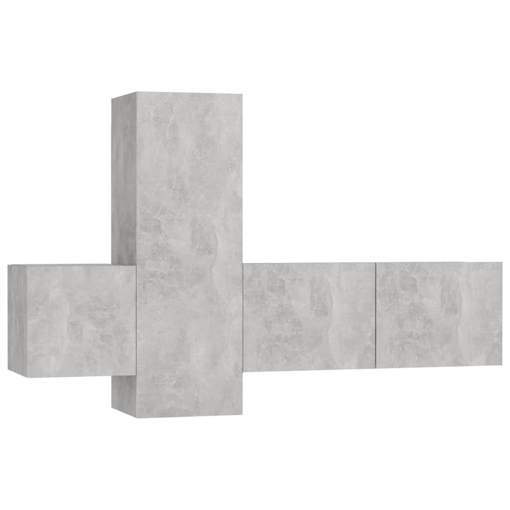 Ensemble de meubles TV 3 pièces en béton gris à base de bois