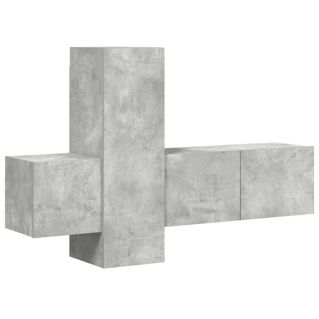 3-tlg. TV-Schrank-Set Betongrau Holzwerkstoff