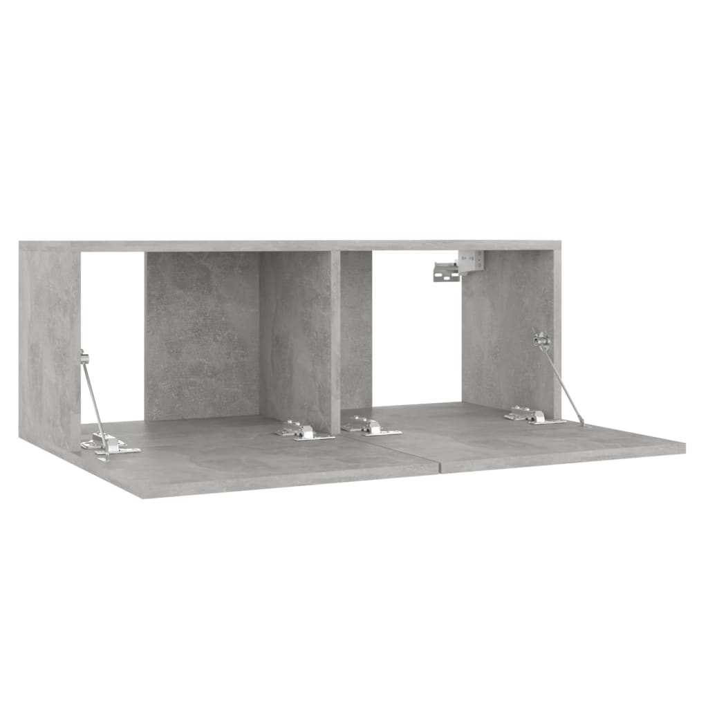Ensemble de meubles TV 3 pièces en béton gris à base de bois