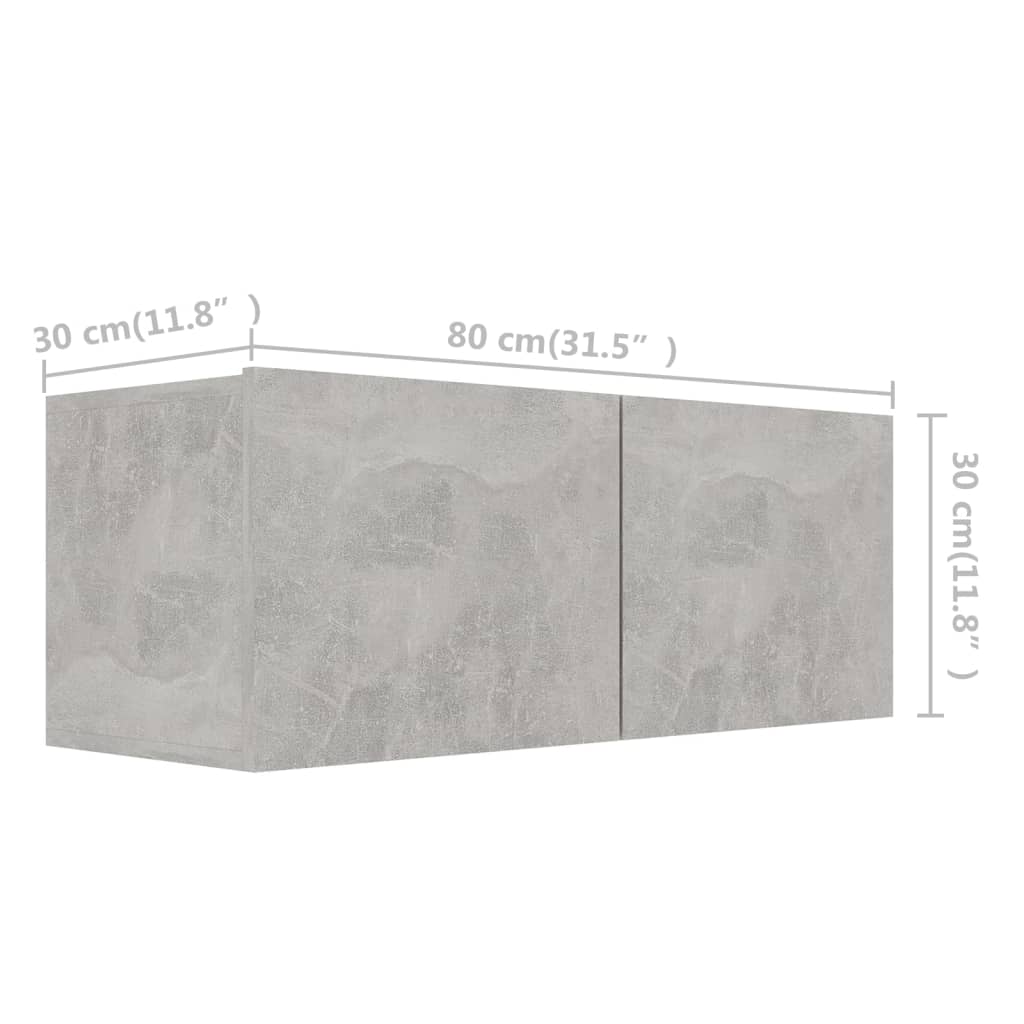 Ensemble de meubles TV 3 pièces en béton gris à base de bois