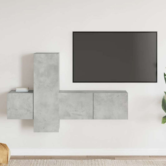 3-tlg. TV-Schrank-Set Betongrau Holzwerkstoff