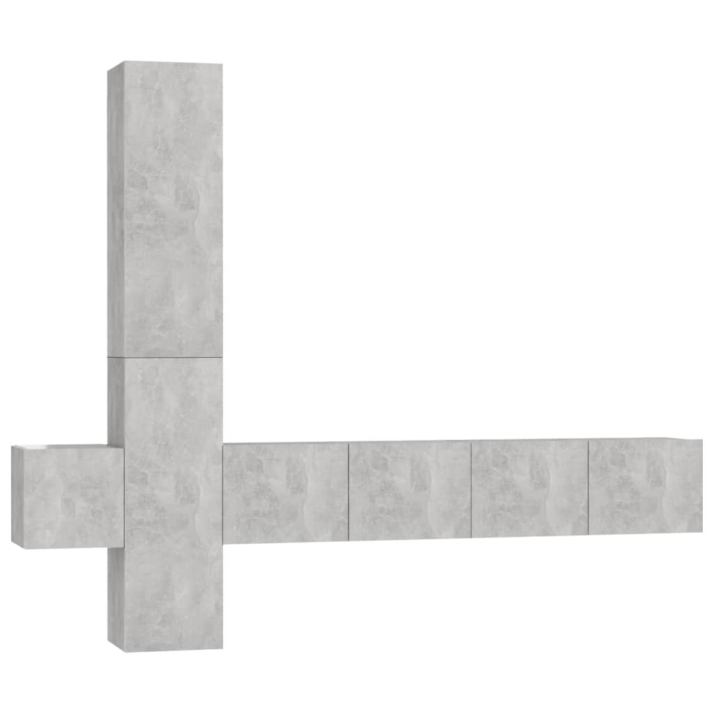 Ensemble de meubles TV 5 pièces en béton gris à base de bois