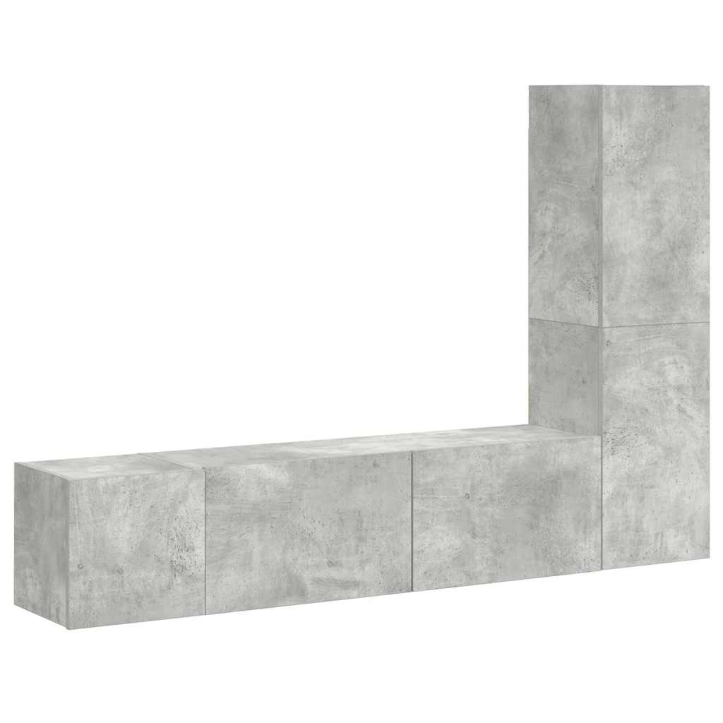 3-tlg. TV-Schrank-Set Betongrau Holzwerkstoff