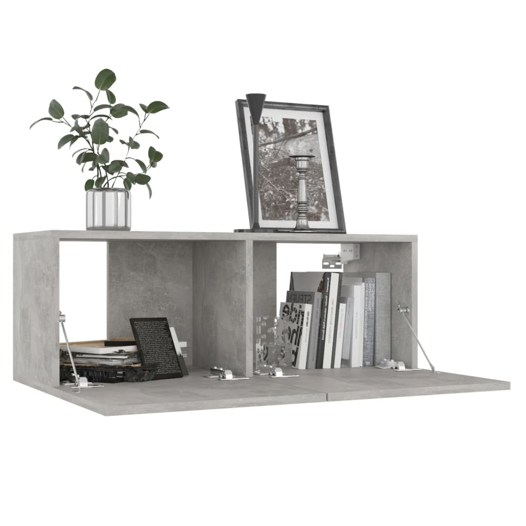 Ensemble de meubles TV 4 pièces en béton gris à base de bois