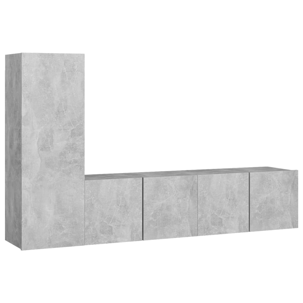 Ensemble de meubles TV 3 pièces en béton gris à base de bois