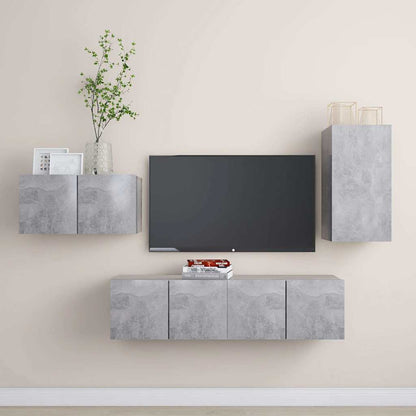 4-tlg. TV-Schrank-Set Betongrau Holzwerkstoff