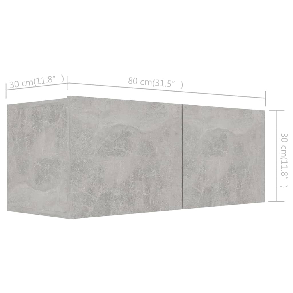 Ensemble de meubles TV 4 pièces en béton gris à base de bois