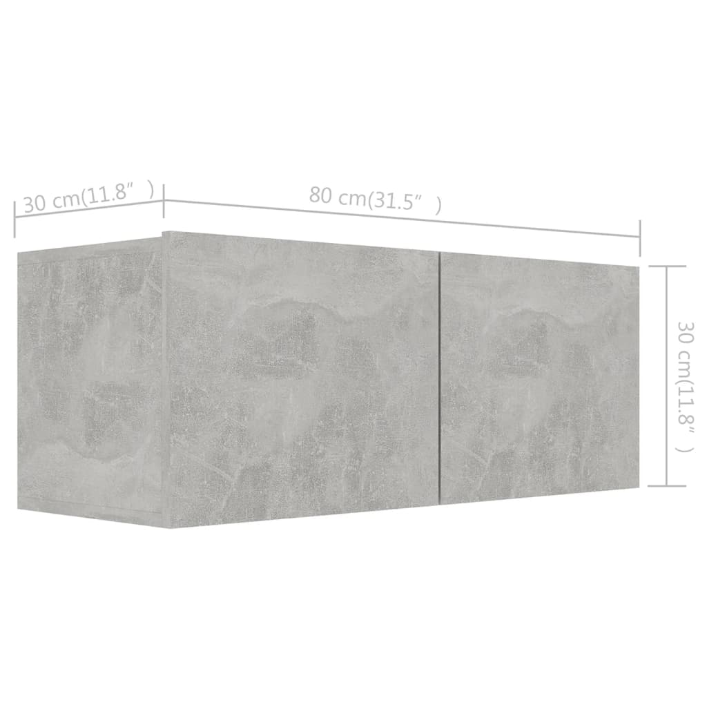 Ensemble de meubles TV 4 pièces en béton gris à base de bois