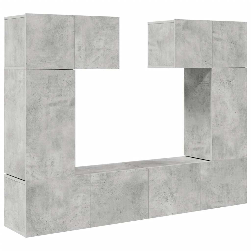 6-tlg. TV-Schrank-Set Betongrau Holzwerkstoff