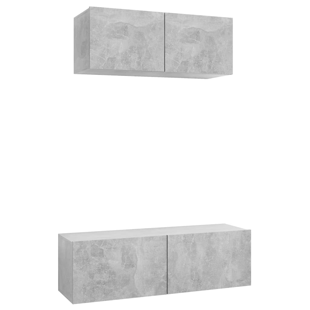 2-piece TV cabinet set concrete grey wood-based material