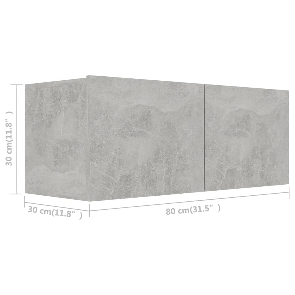 2-piece TV cabinet set concrete grey wood-based material