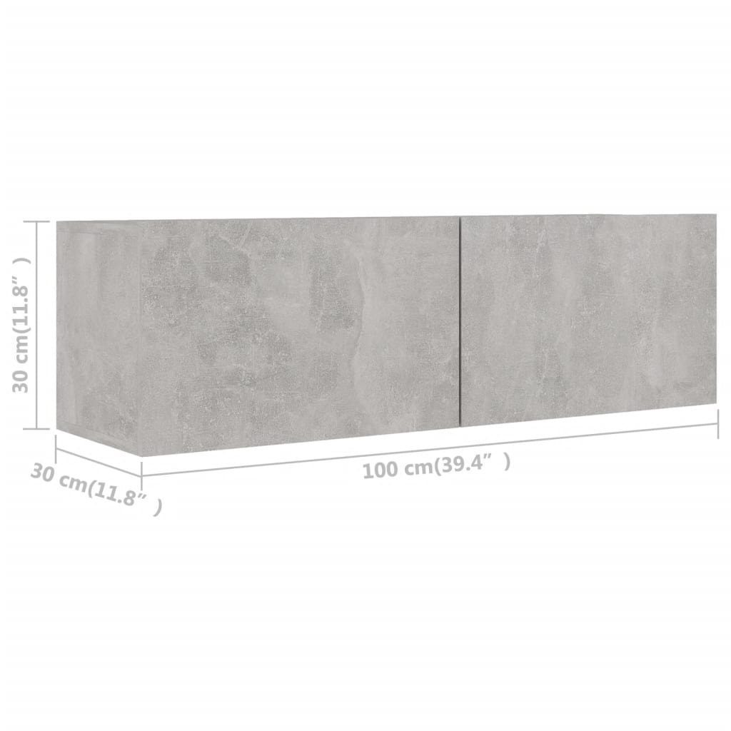 2-piece TV cabinet set concrete grey wood-based material