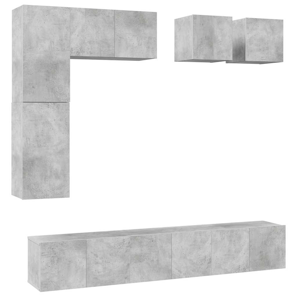 8-tlg. TV-Schrank-Set Betongrau Holzwerkstoff