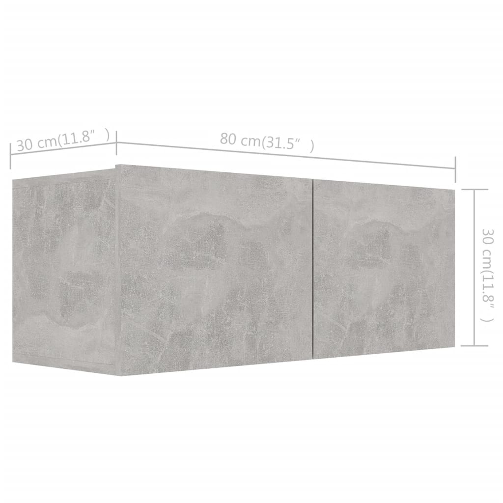 Ensemble de meubles TV 4 pièces en béton gris à base de bois