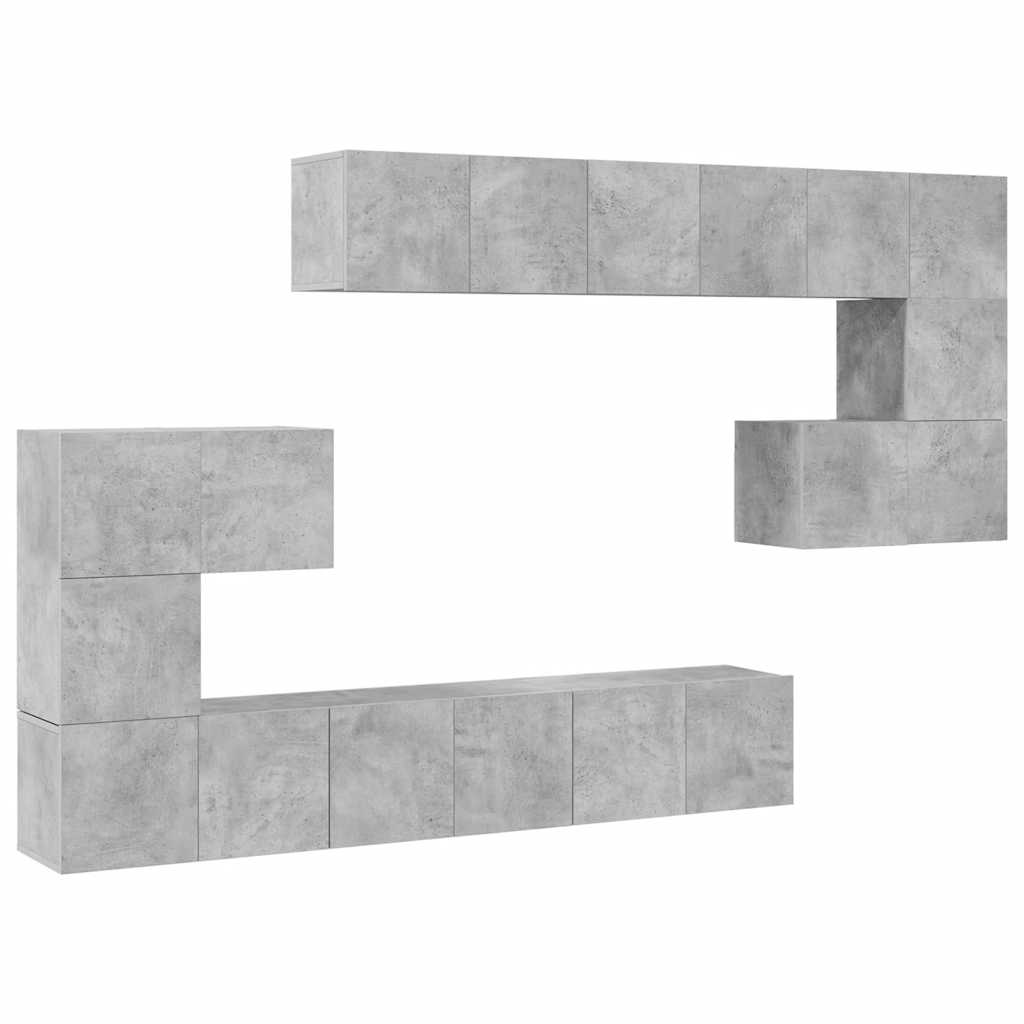 10-tlg. TV-Schrank-Set Betongrau Holzwerkstoff