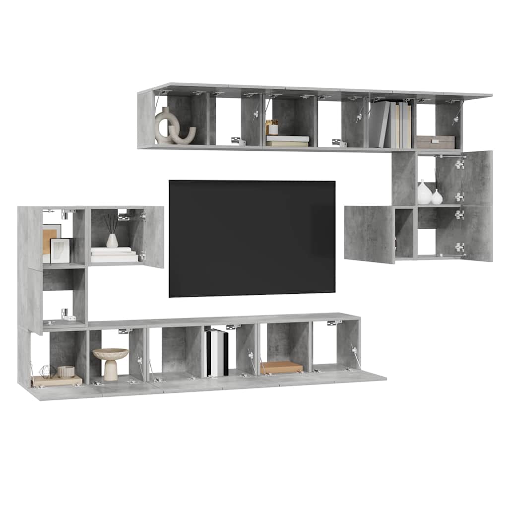 10-tlg. TV-Schrank-Set Betongrau Holzwerkstoff