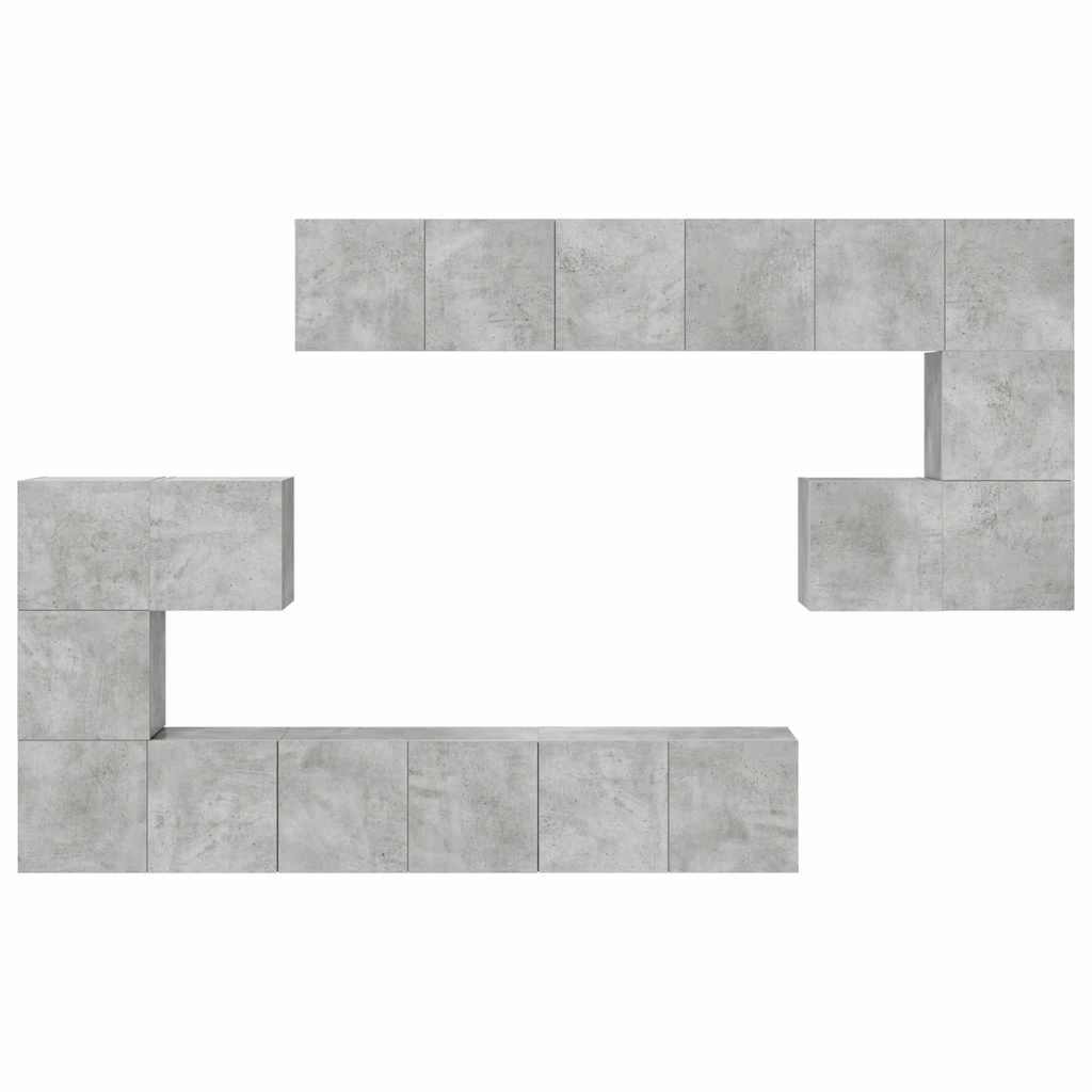 10-tlg. TV-Schrank-Set Betongrau Holzwerkstoff