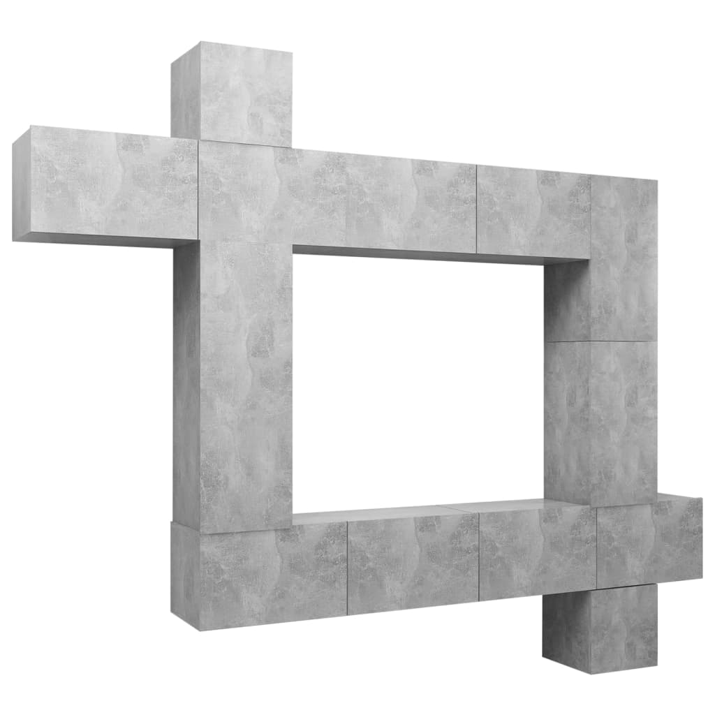 9-tlg. TV-Schrank-Set Betongrau Holzwerkstoff