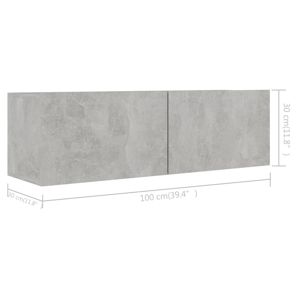 9-tlg. TV-Schrank-Set Betongrau Holzwerkstoff