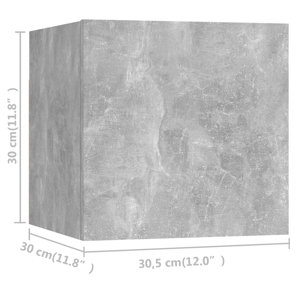 TV wall cabinets 8 pcs. Concrete grey 30.5x30x30 cm