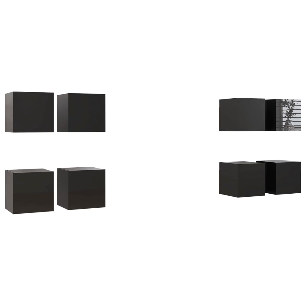 TV wall cabinets 8 pcs. High-gloss black 30.5x30x30 cm