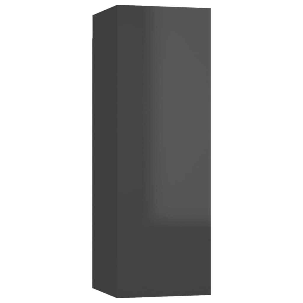 Ensemble de meubles TV 3 pièces, gris brillant, matériau à base de bois