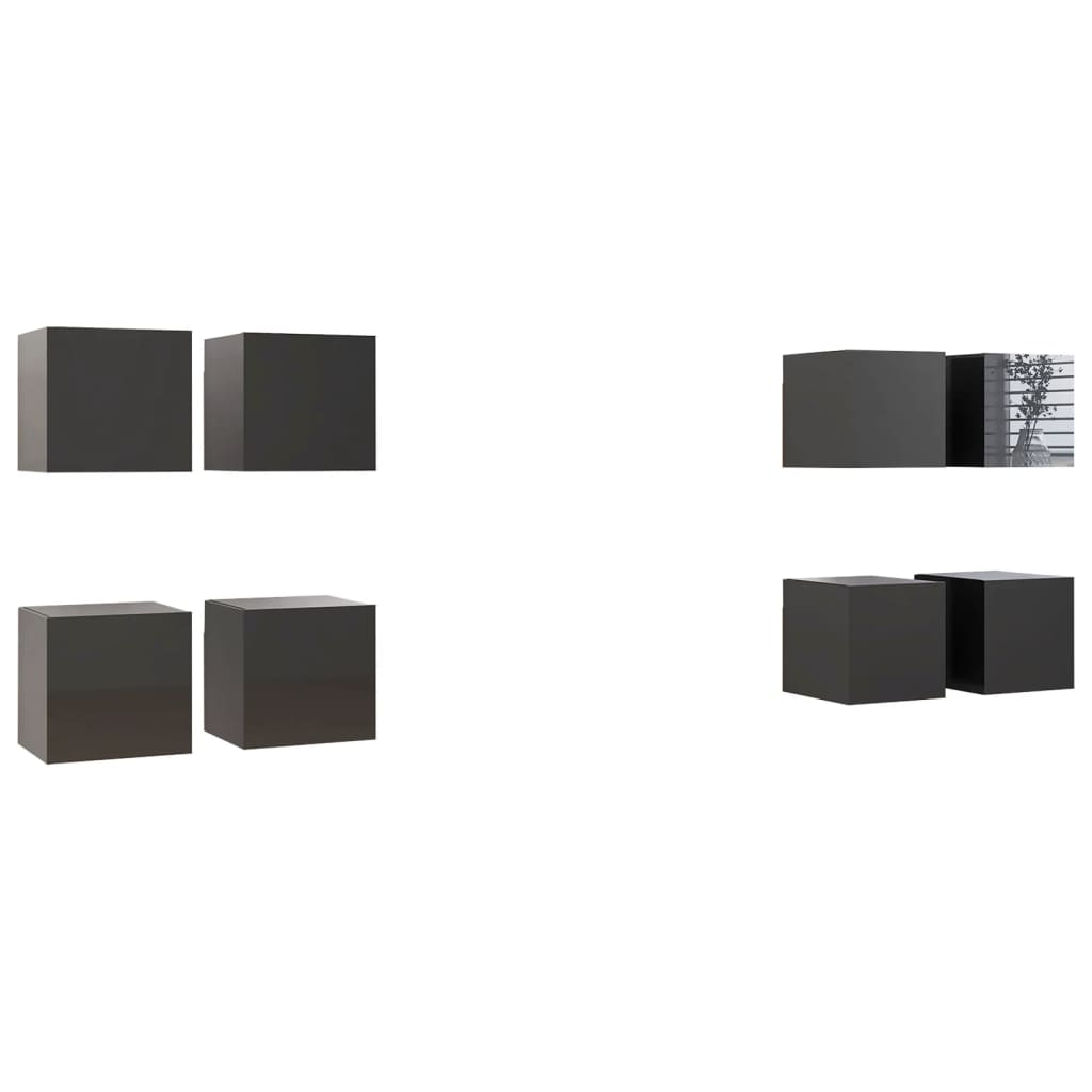 TV wall cabinets 8 pcs. High-gloss grey 30.5x30x30 cm