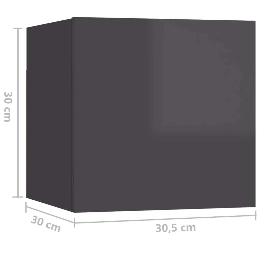 TV wall cabinets 8 pcs. High-gloss grey 30.5x30x30 cm
