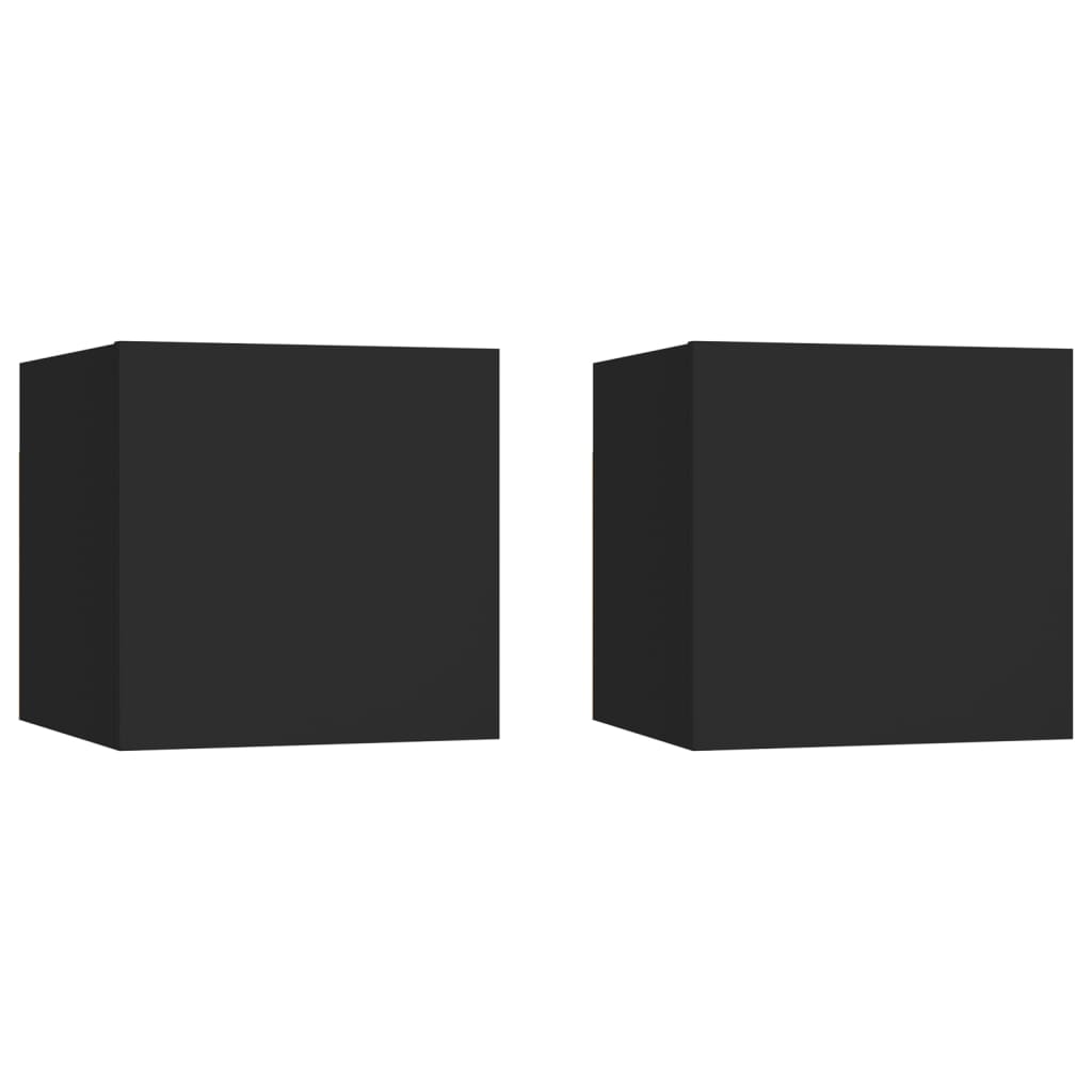 Tables de chevet, lot de 2, noires, 30,5 x 30 x 30 cm, en bois