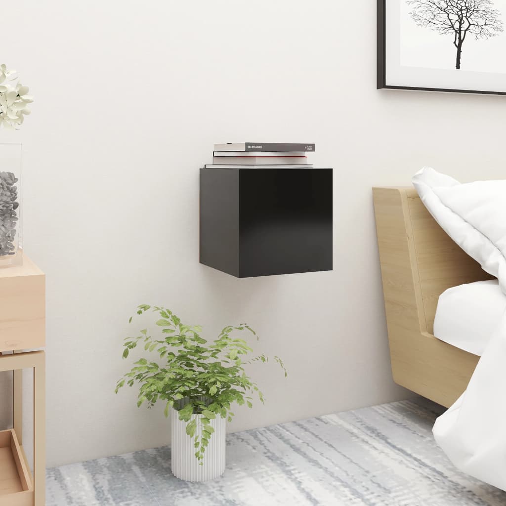 Tables de chevet, lot de 2, noires, 30,5 x 30 x 30 cm, en bois