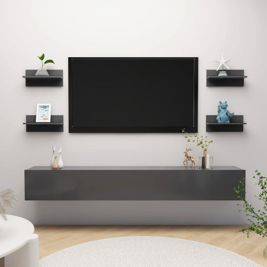 Wall shelves 4 pcs. Grey 40x11.5x18 cm wood material
