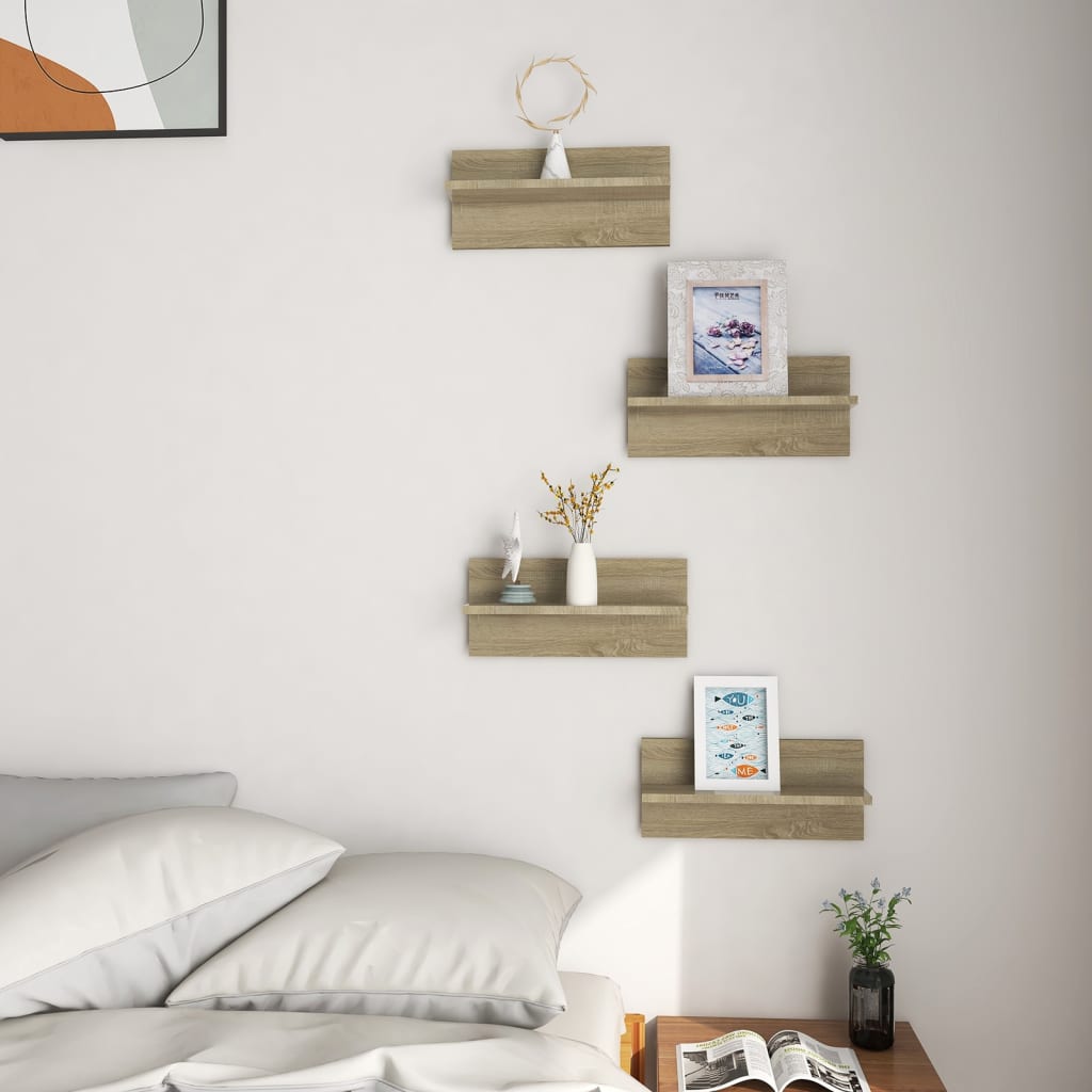 Wandregale 4 Stk. Sonoma-Eiche 40x11,5x18 cm Holzwerkstoff