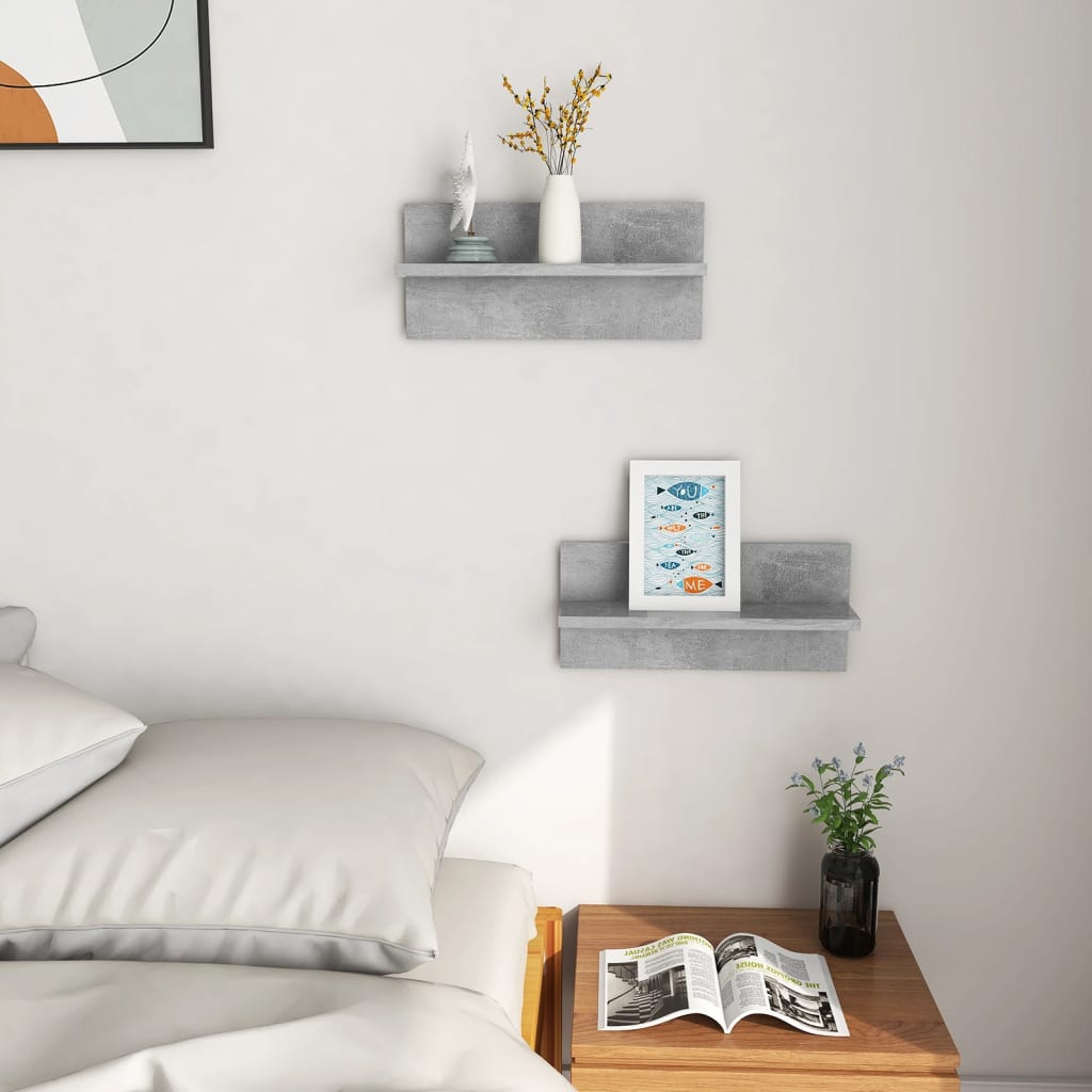 Wandregale 2 Stk. Betongrau 40x11,5x18 cm Holzwerkstoff