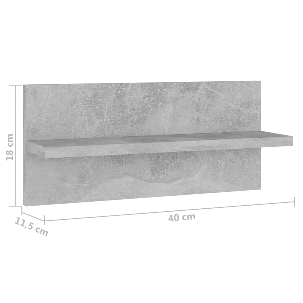 Wandregale 4 Stk. Betongrau 40x11,5x18 cm Holzwerkstoff