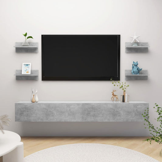 Wandregale 4 Stk. Betongrau 40x11,5x18 cm Holzwerkstoff